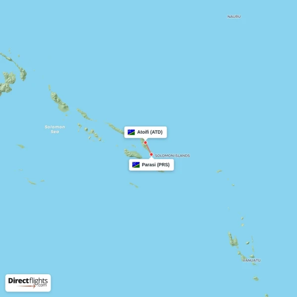 Parasi - Atoifi direct flight map