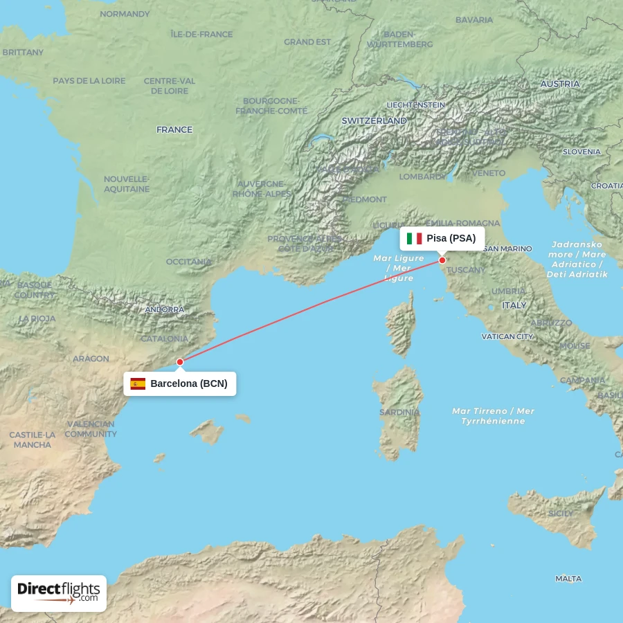 PSA - BCN route map