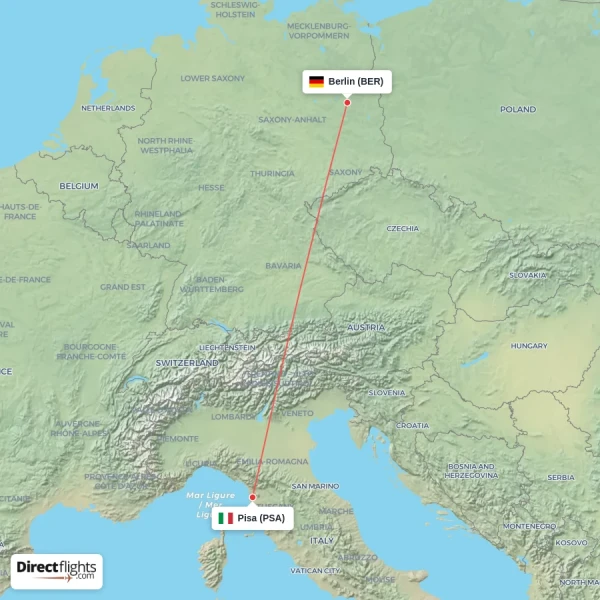 Pisa - Berlin direct flight map