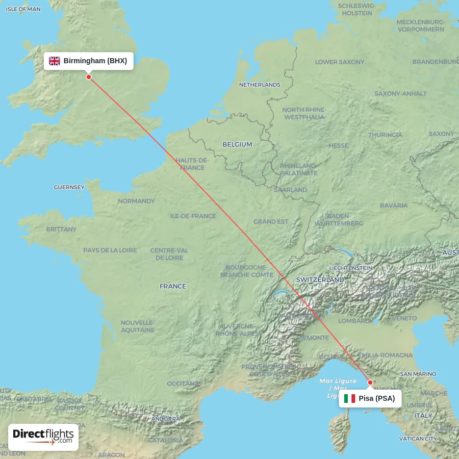 PSA - BHX route map