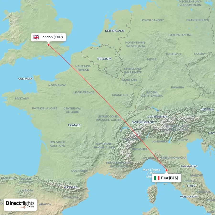 PSA - LHR route map