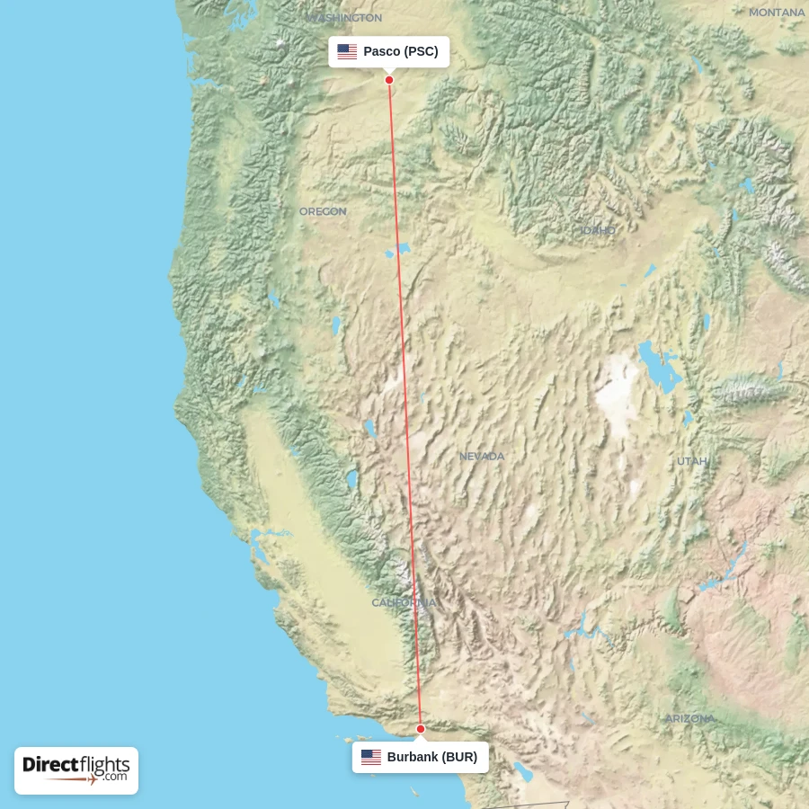 PSC - BUR route map