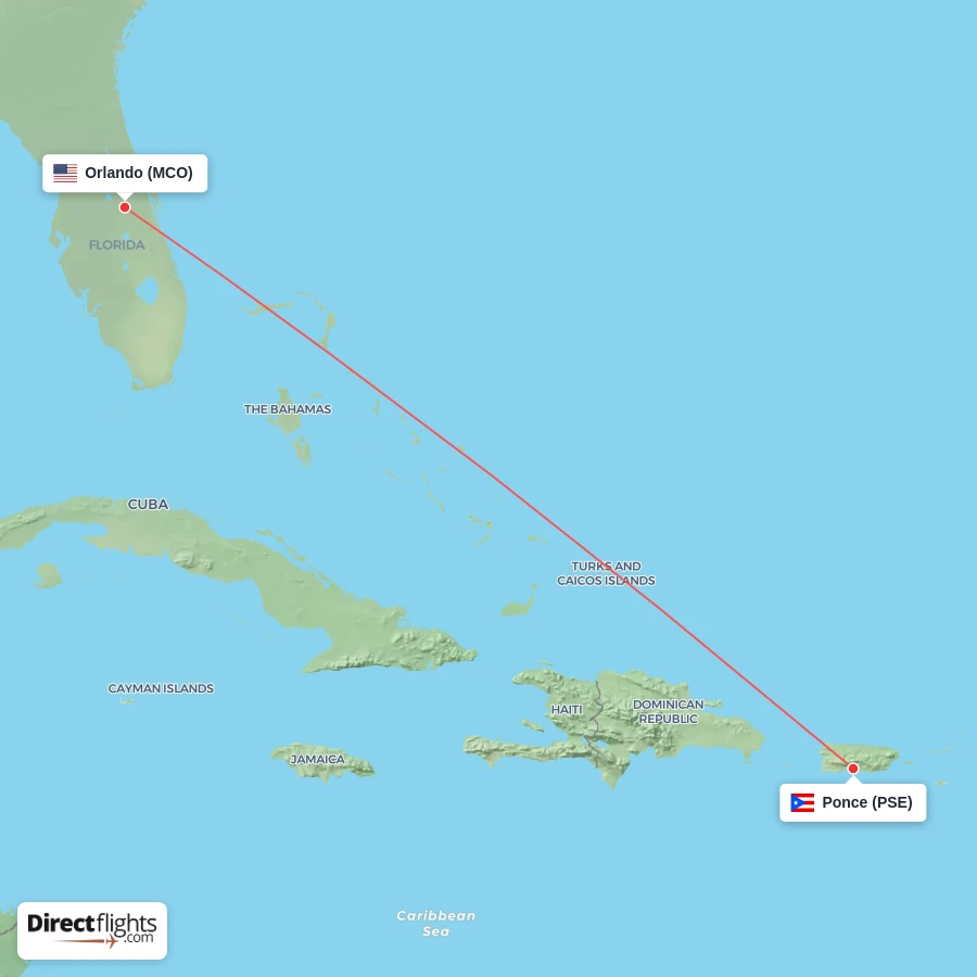 PSE - MCO route map