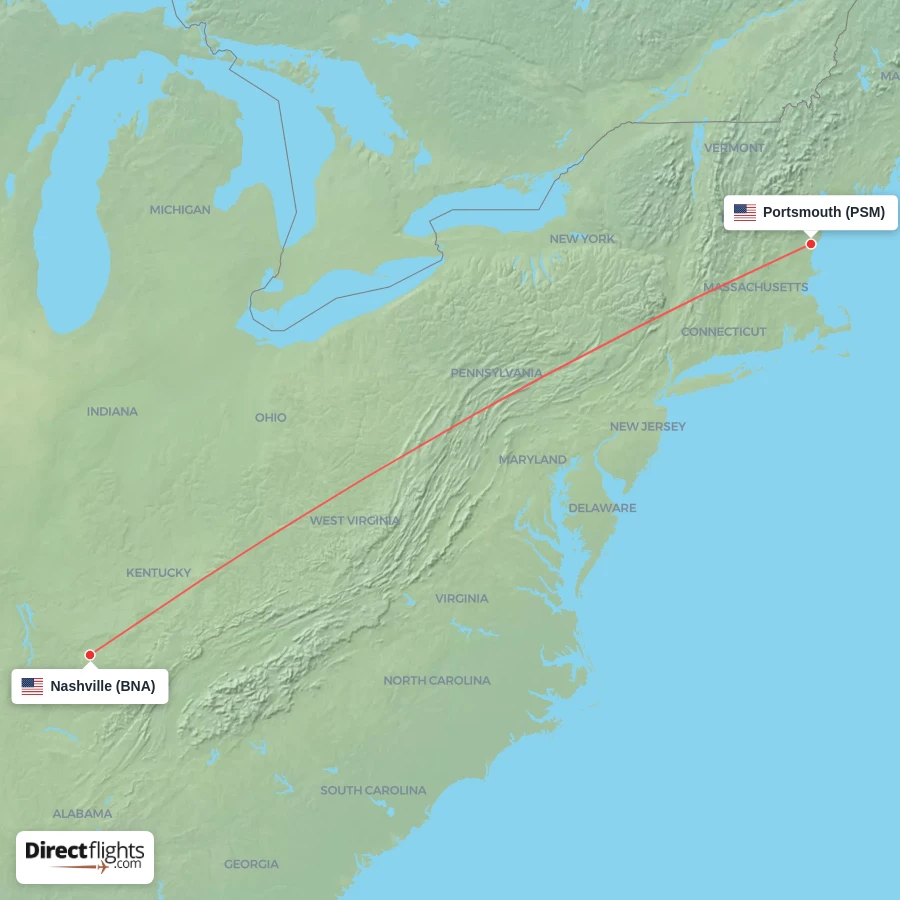 PSM - BNA route map