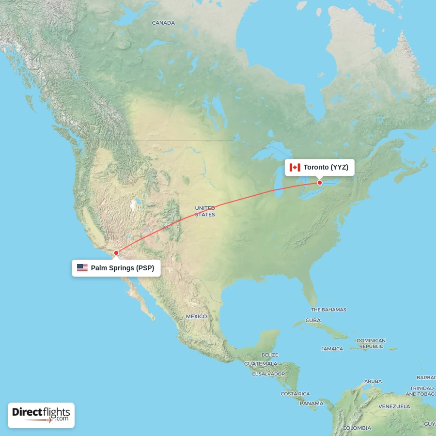 PSP - YYZ route map