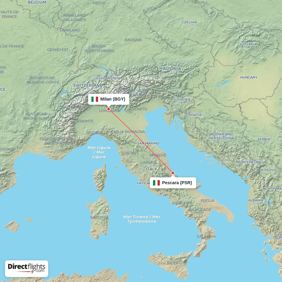 PSR - BGY route map