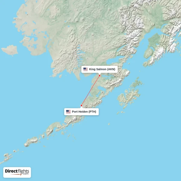 Port Heiden - King Salmon direct flight map