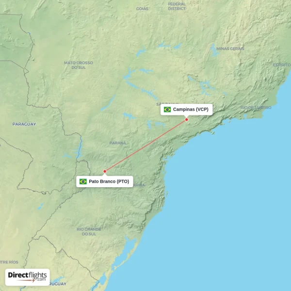 Pato Branco - Campinas direct flight map