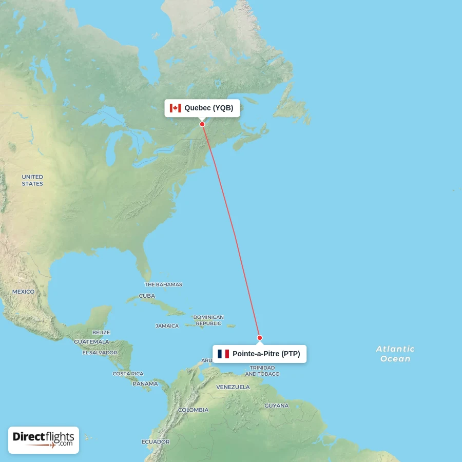 PTP - YQB route map