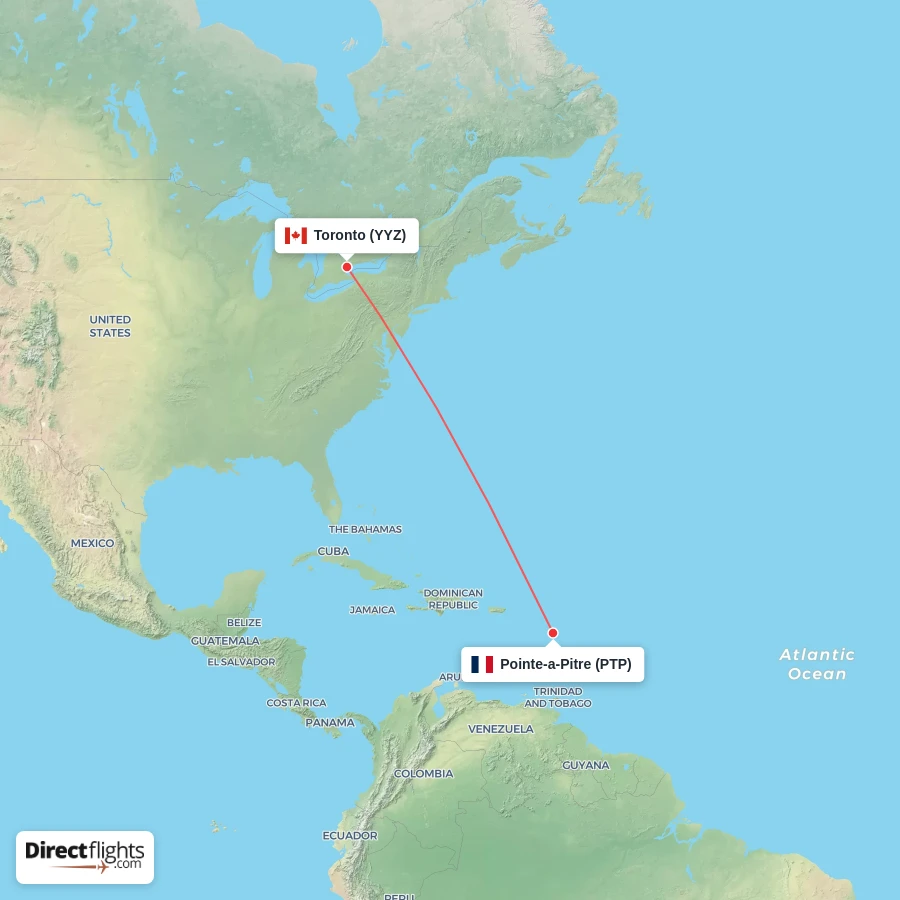 PTP - YYZ route map
