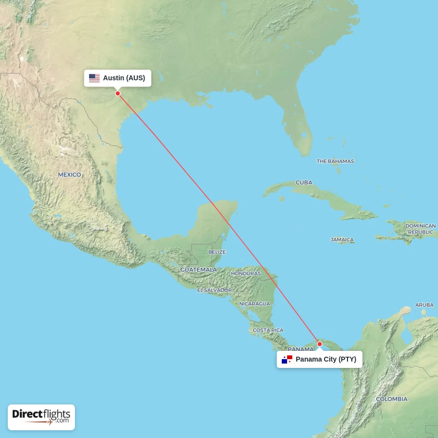 PTY - AUS route map