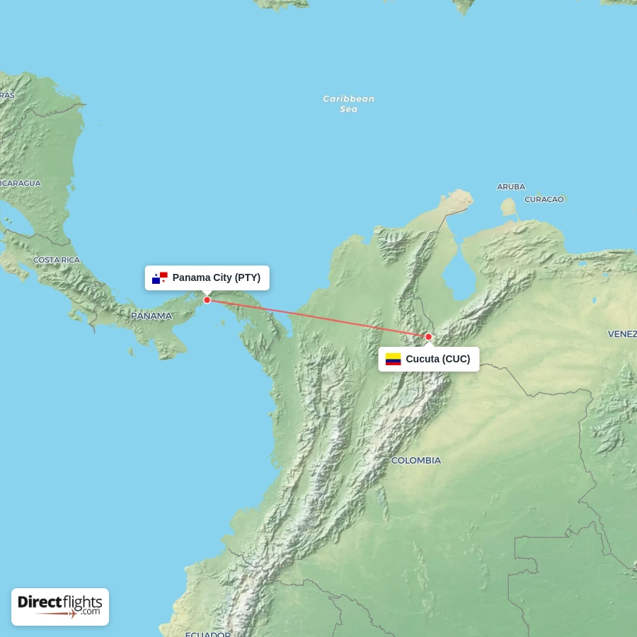PTY - CUC route map