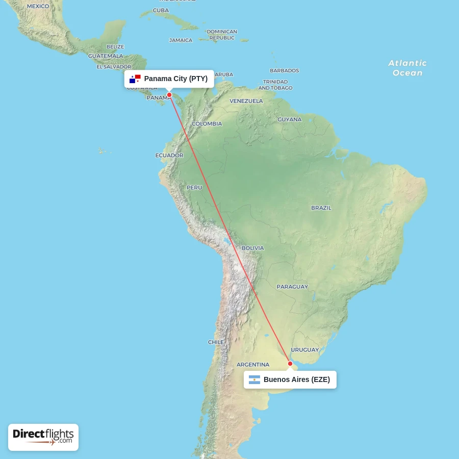 PTY - EZE route map