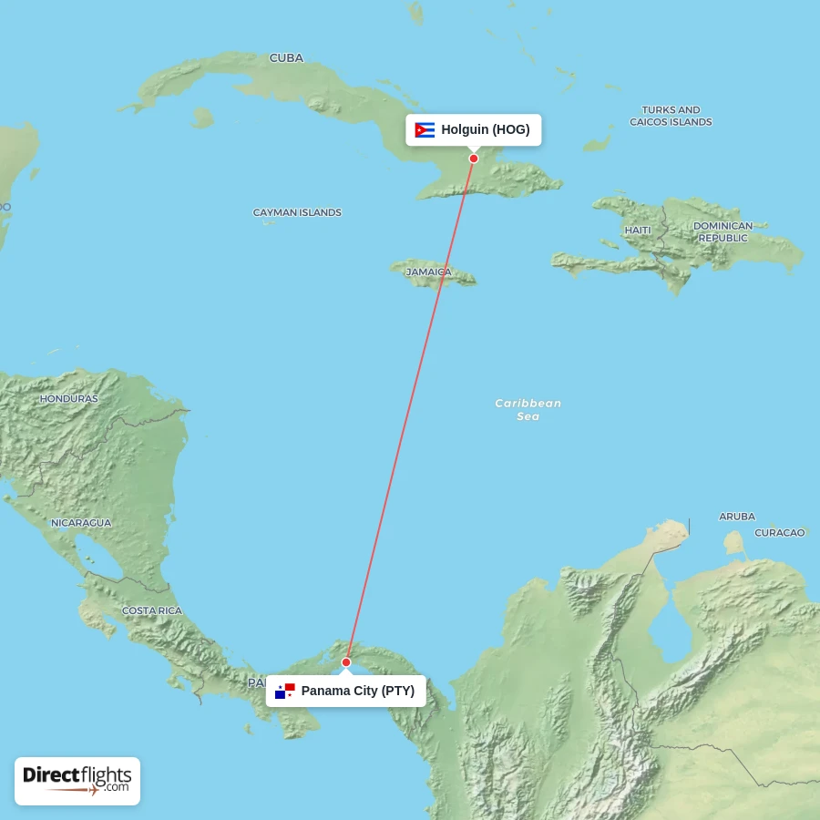 PTY - HOG route map