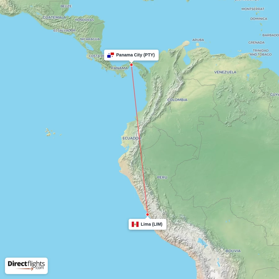 PTY - LIM route map