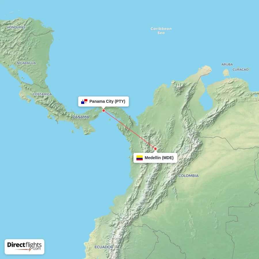 PTY - MDE route map