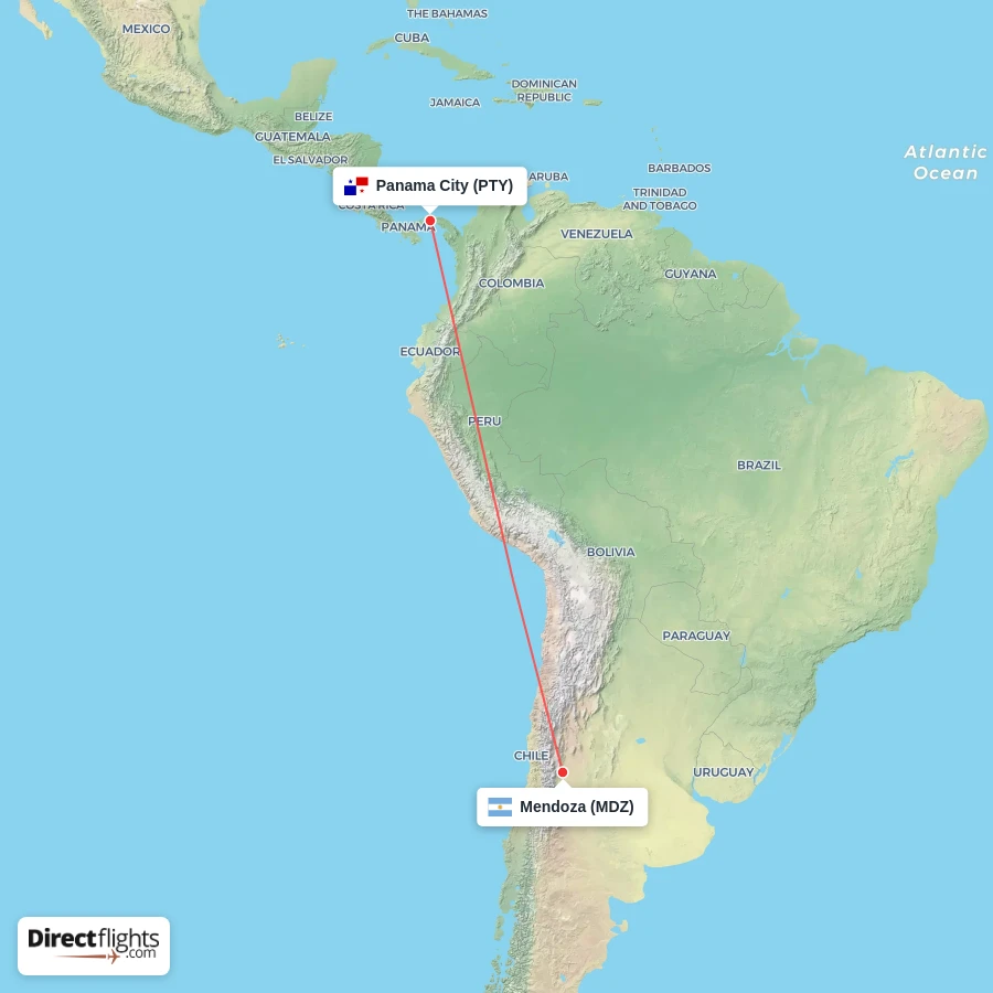 PTY - MDZ route map