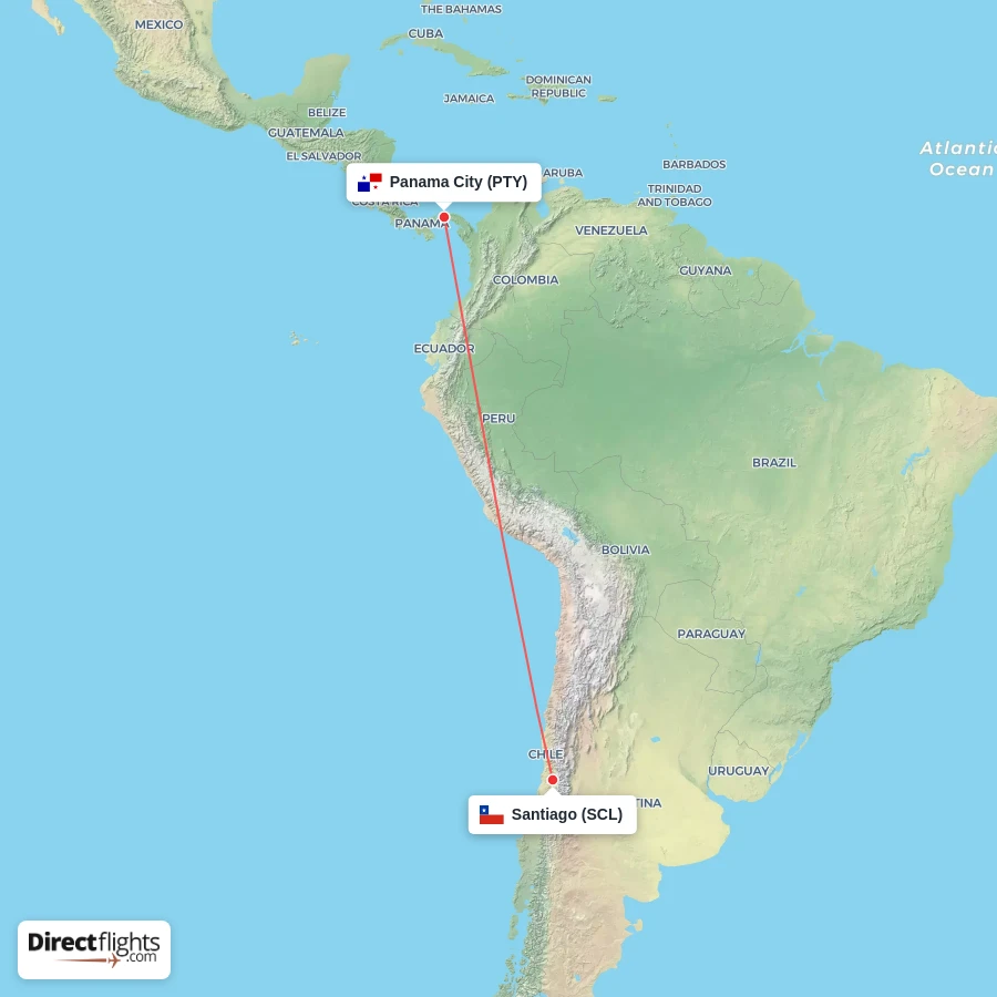 PTY - SCL route map