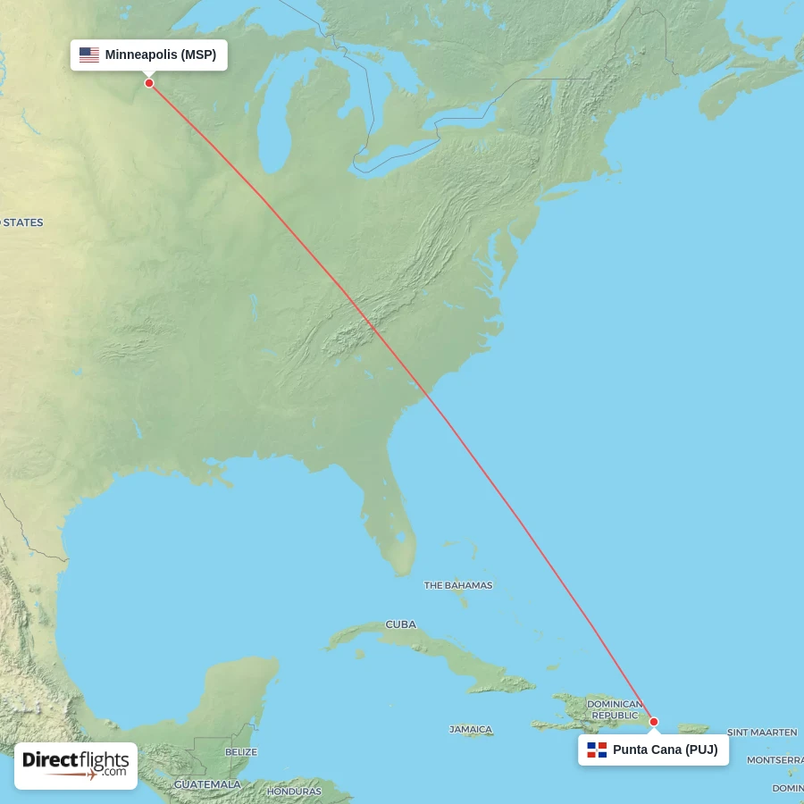 PUJ - MSP route map