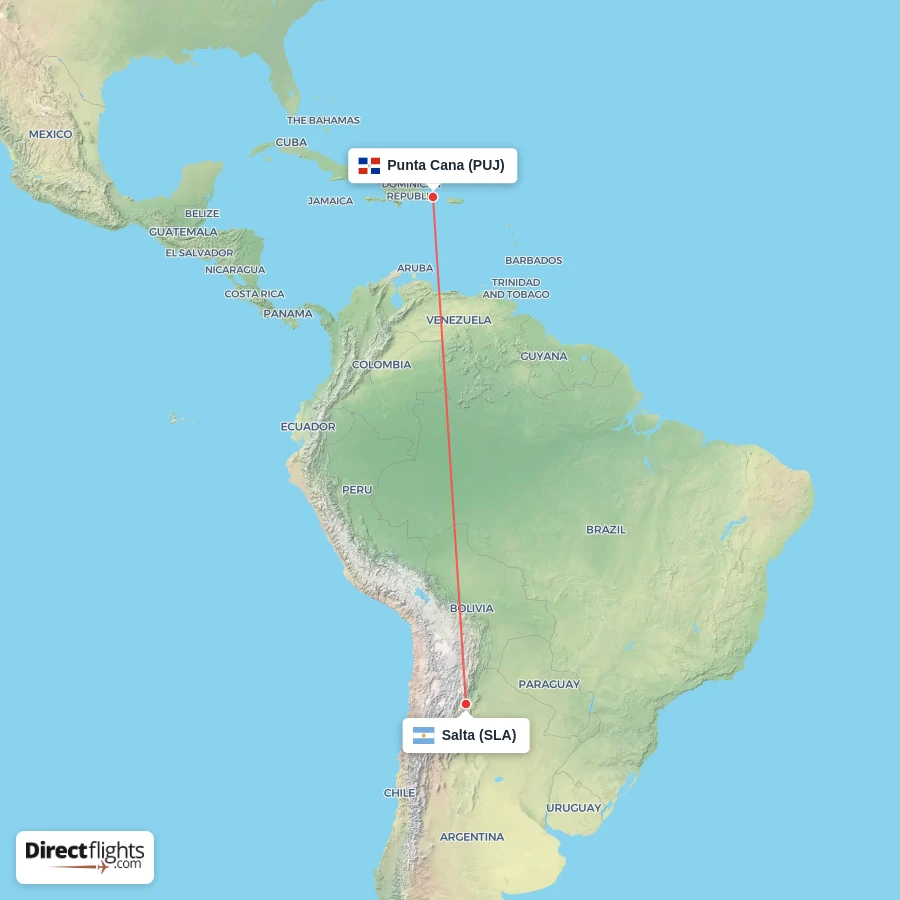 PUJ - SLA route map