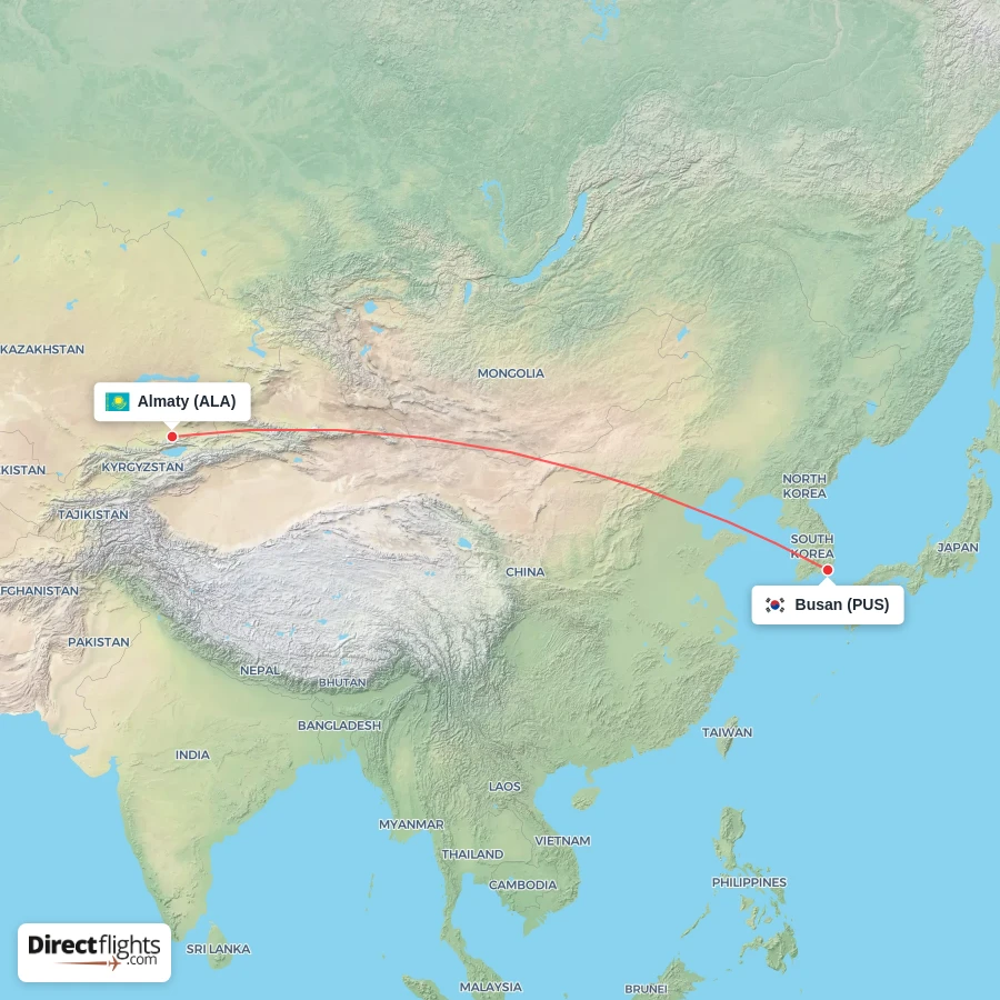 PUS - ALA route map