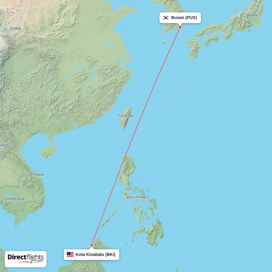 PUS - BKI route map