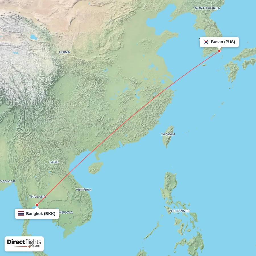 PUS - BKK route map