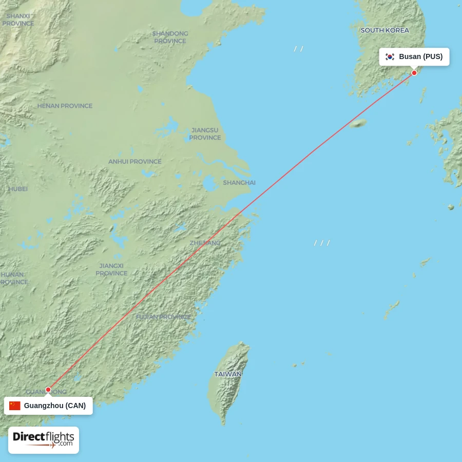 PUS - CAN route map