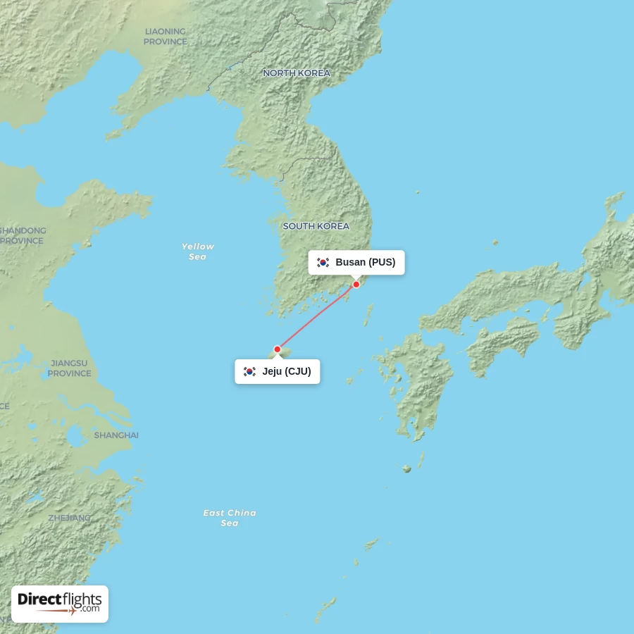 PUS - CJU route map