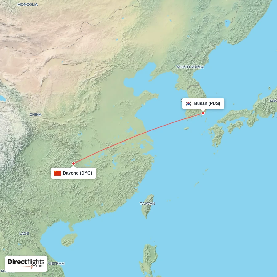 PUS - DYG route map