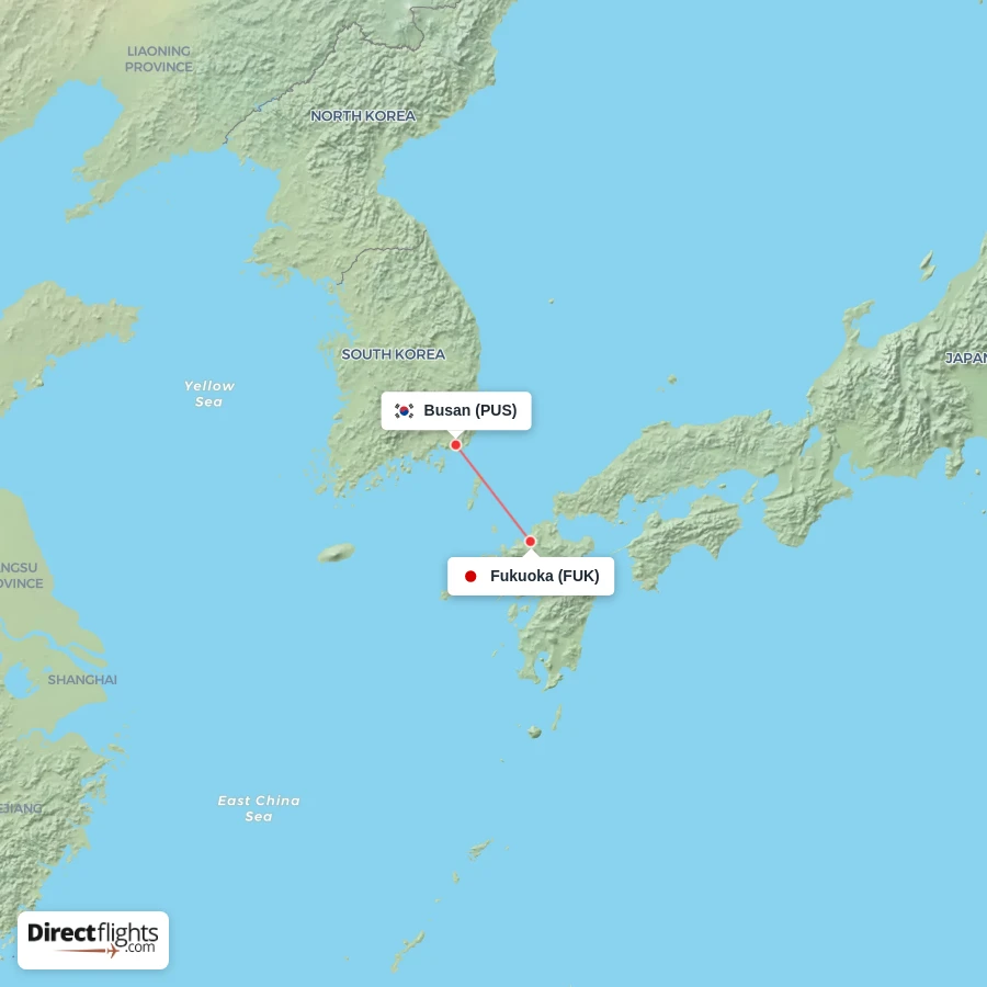 PUS - FUK route map