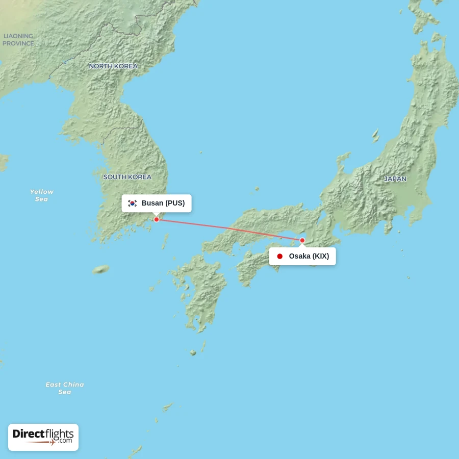 PUS - KIX route map