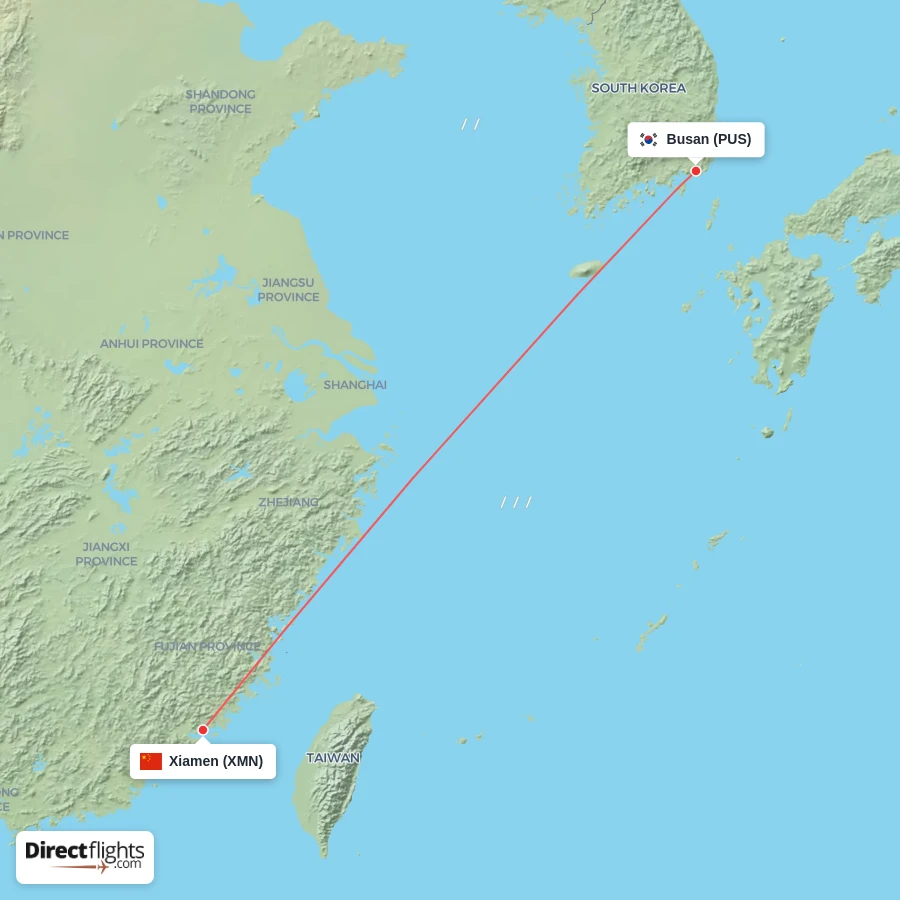 PUS - XMN route map