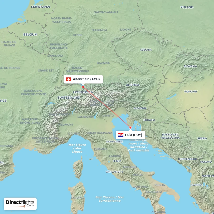 PUY - ACH route map