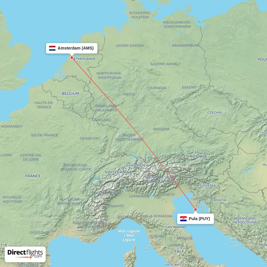PUY - AMS route map