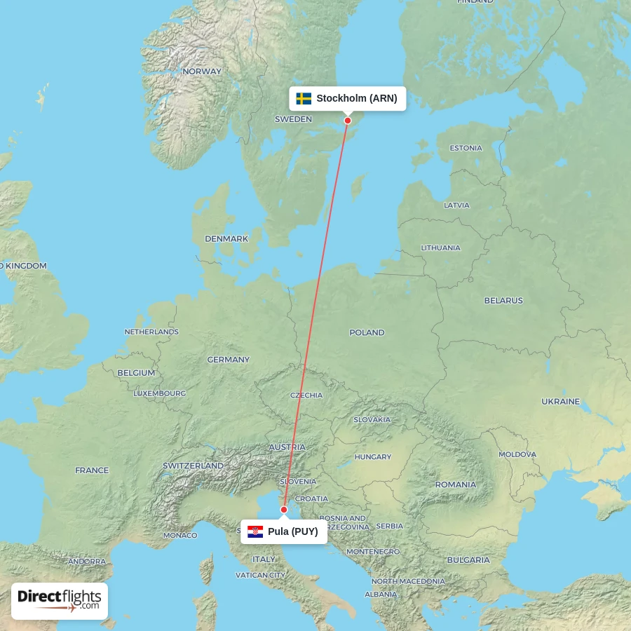 PUY - ARN route map