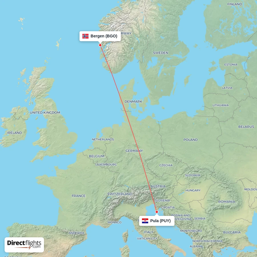 PUY - BGO route map