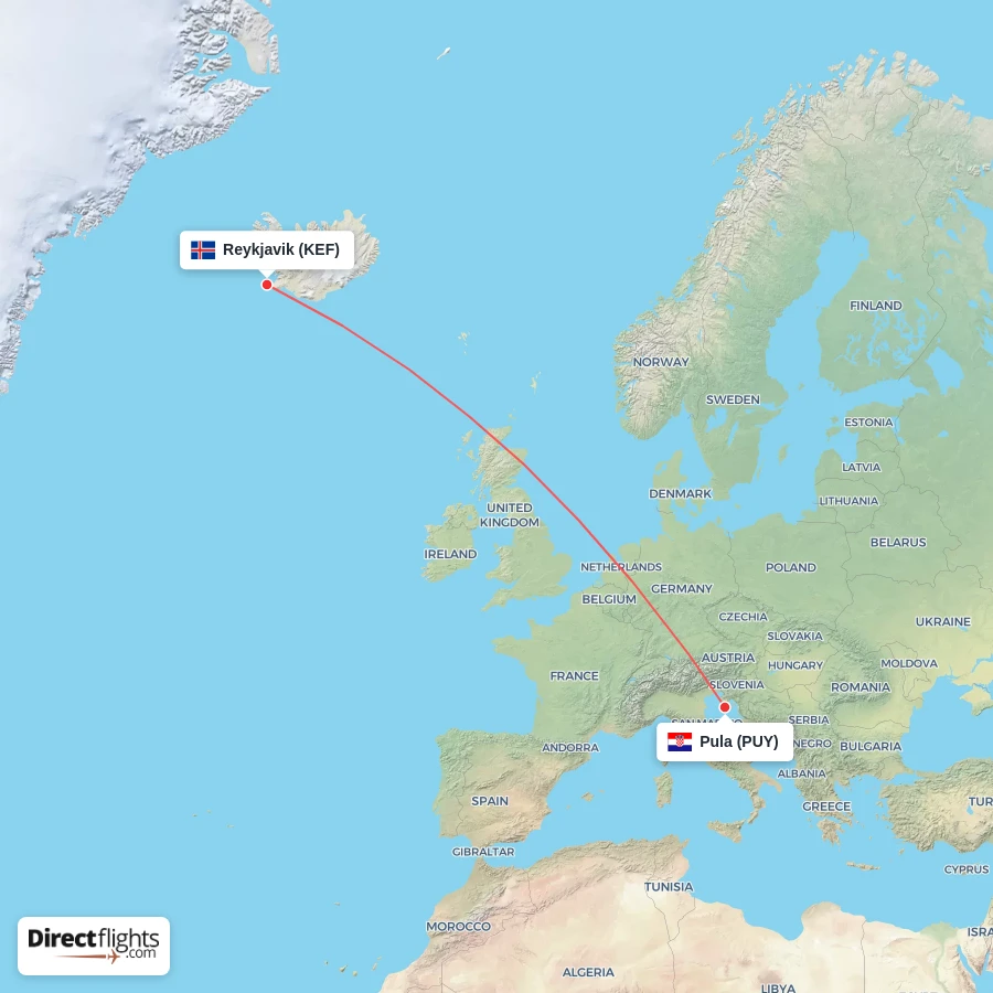 PUY - KEF route map