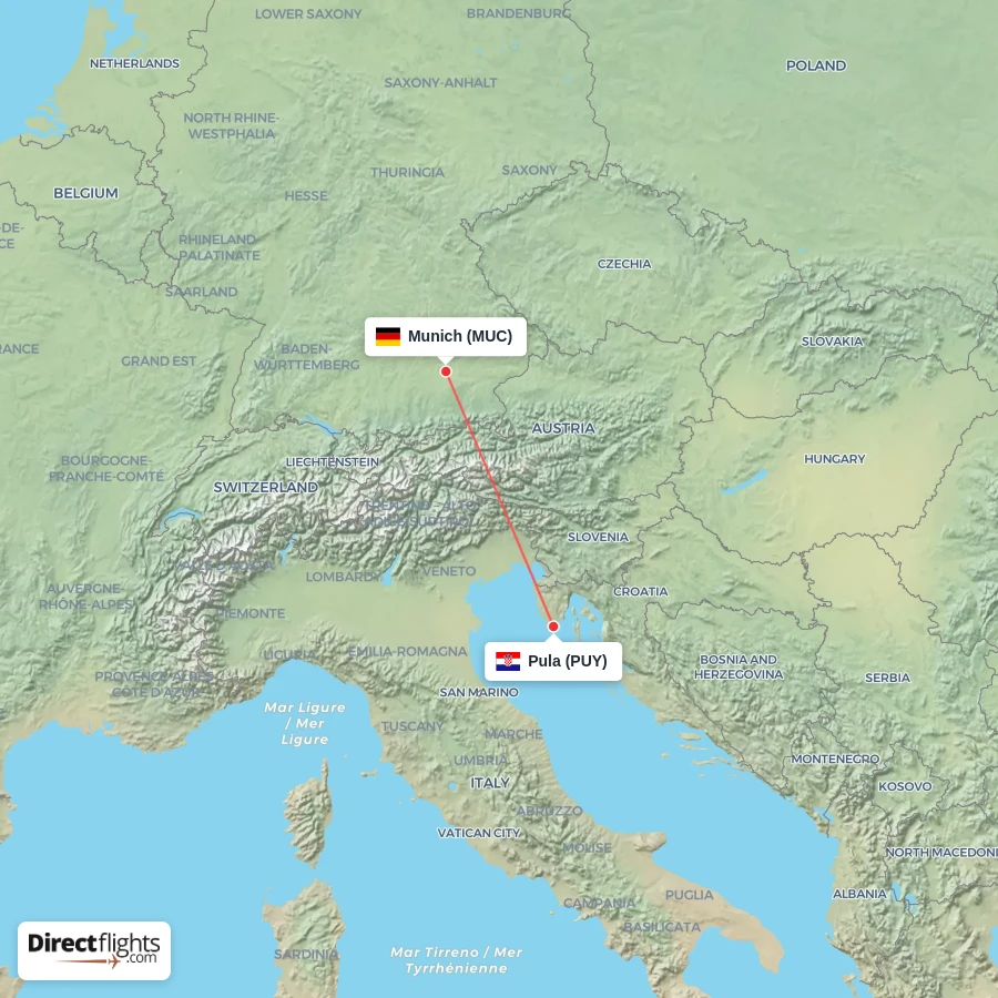 PUY - MUC route map