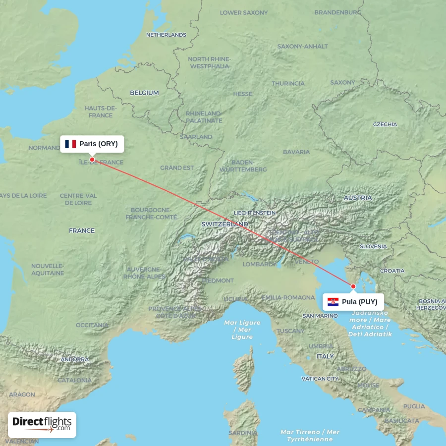 PUY - ORY route map