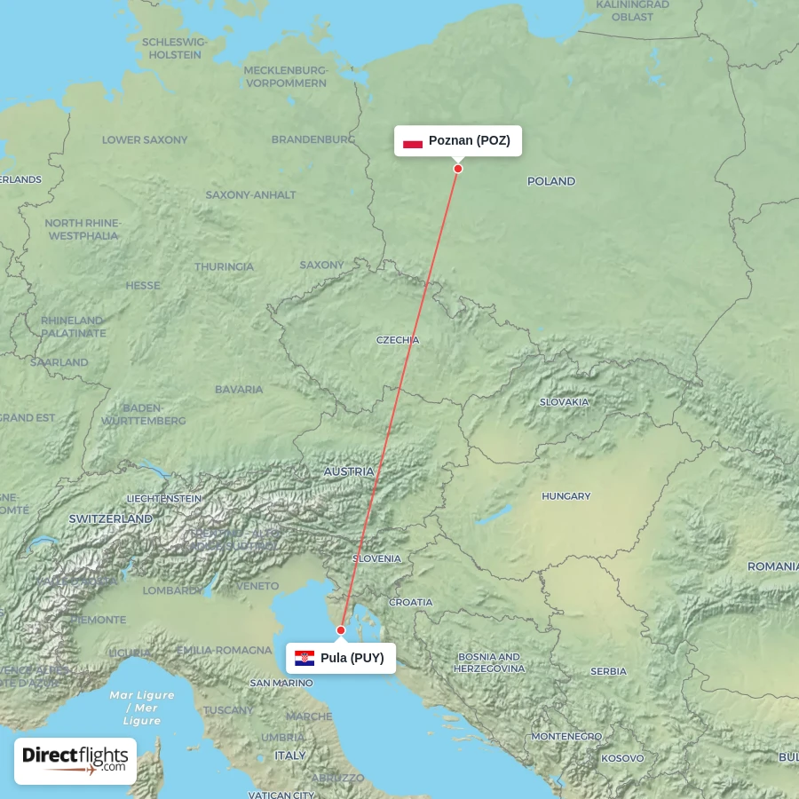PUY - POZ route map