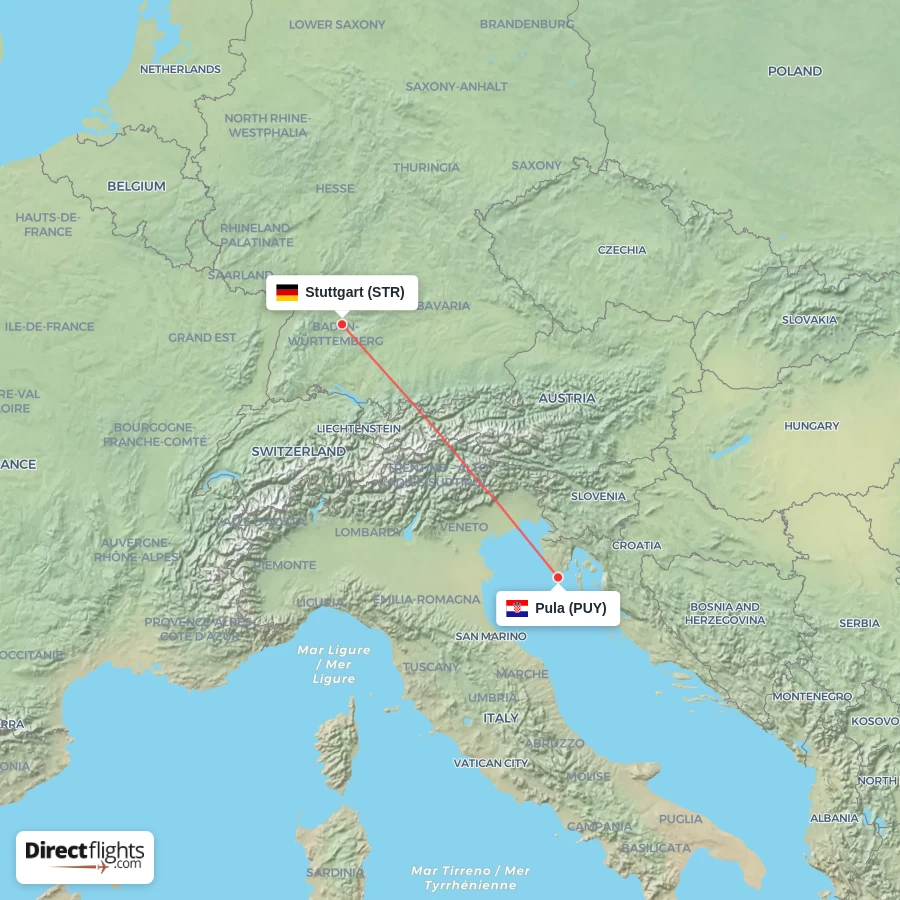 PUY - STR route map