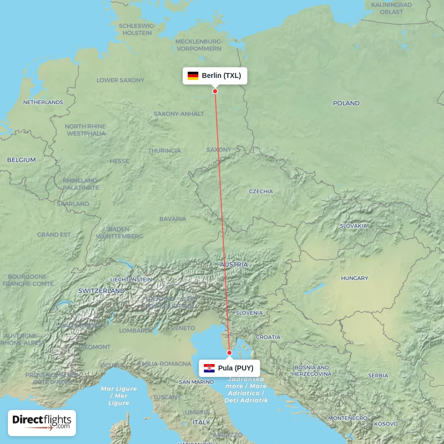 PUY - TXL route map