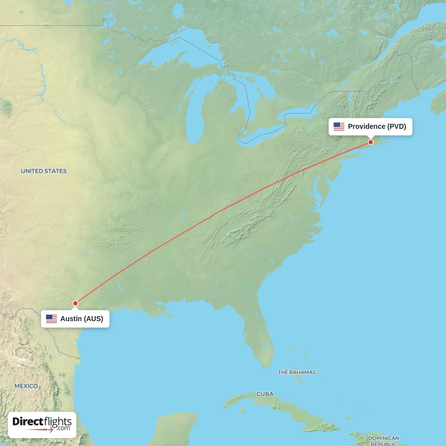 PVD - AUS route map