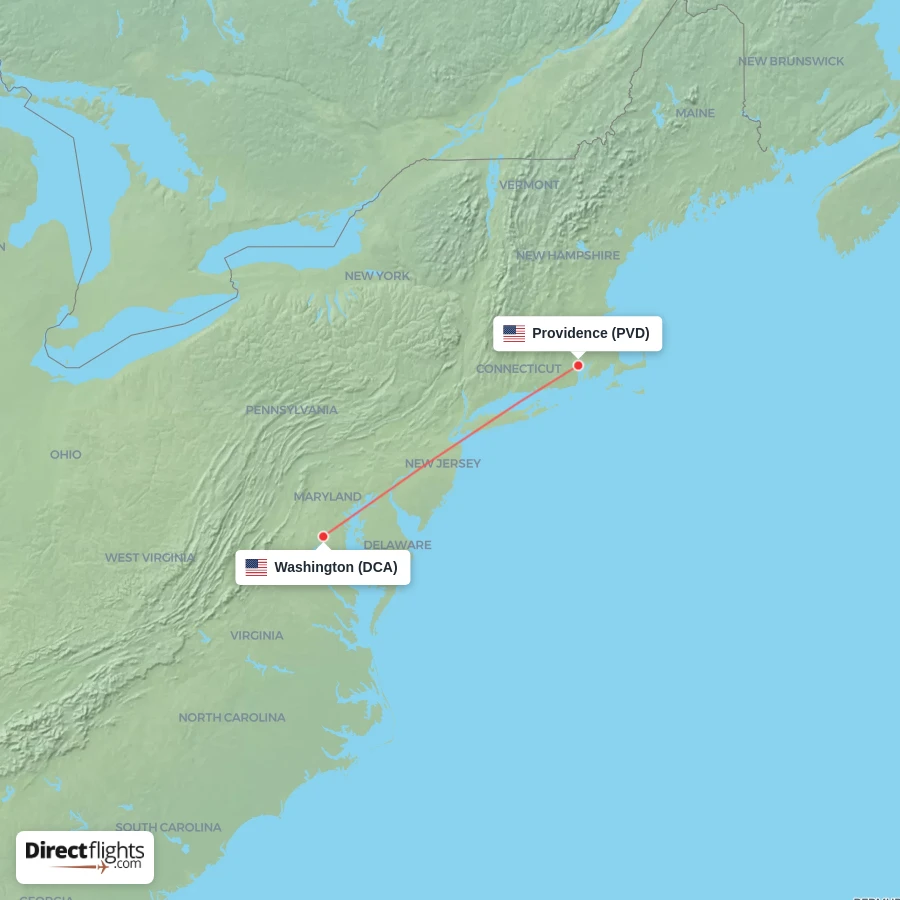 PVD - DCA route map