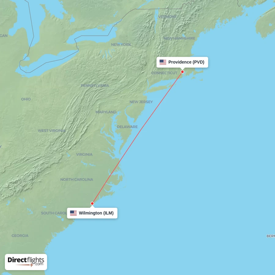 PVD - ILM route map