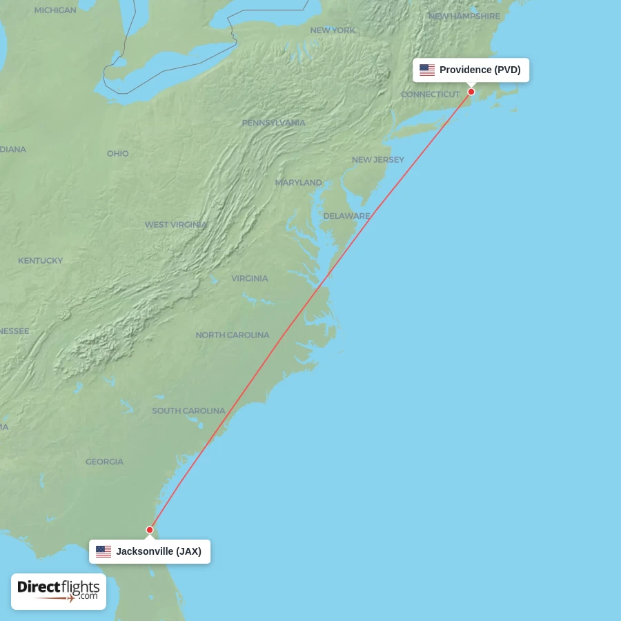 PVD - JAX route map