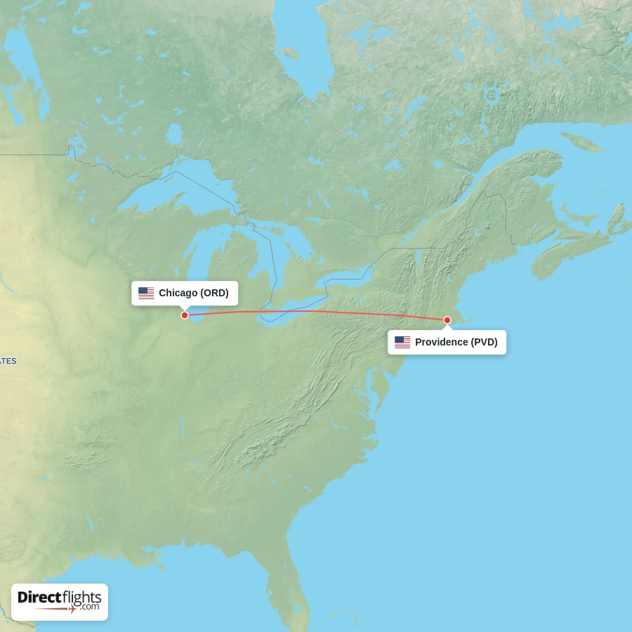 PVD - ORD route map