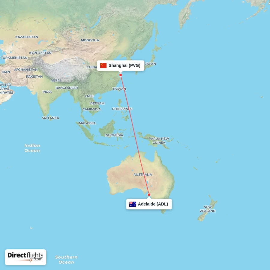 PVG - ADL route map