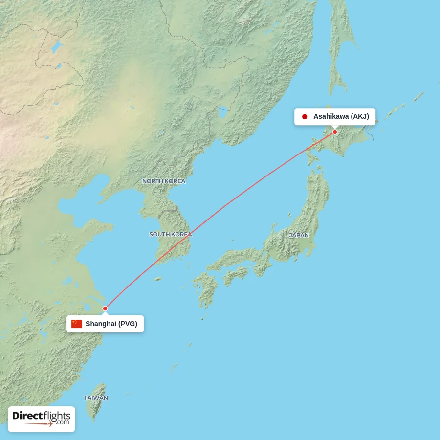 PVG - AKJ route map